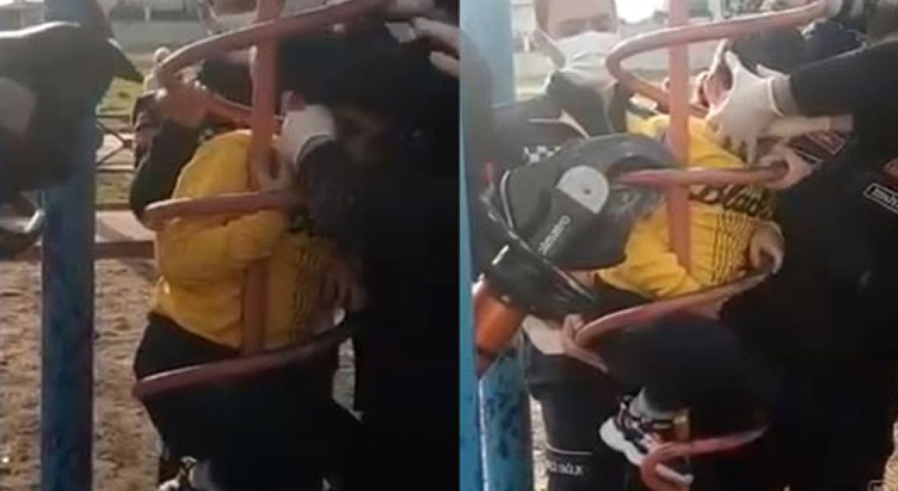 Çocuk parkında inanılmaz kaza