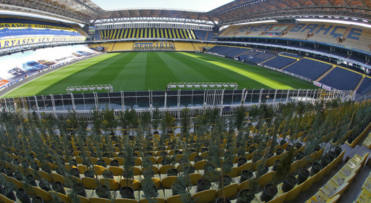 Kadıköy'de tribünlere fidanlar yerleştirildi