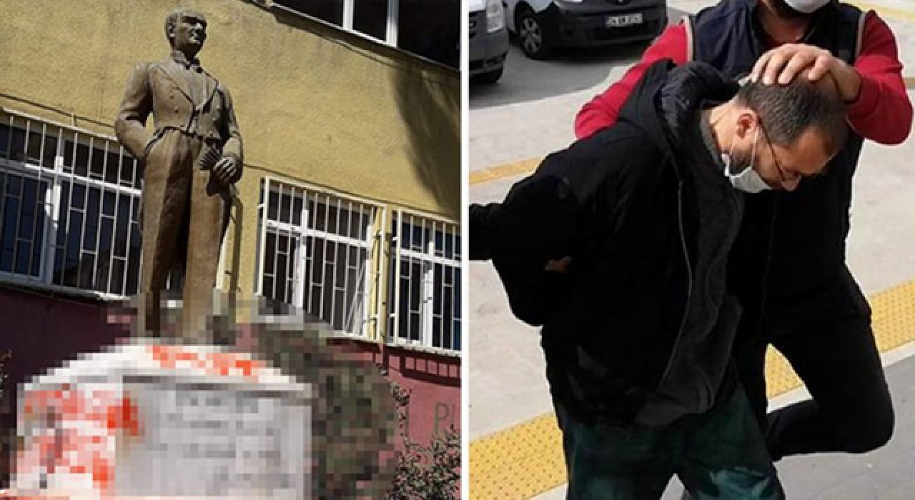 Tekirdağ'da Atatürk heykeline saldıran şüpheli adliyede