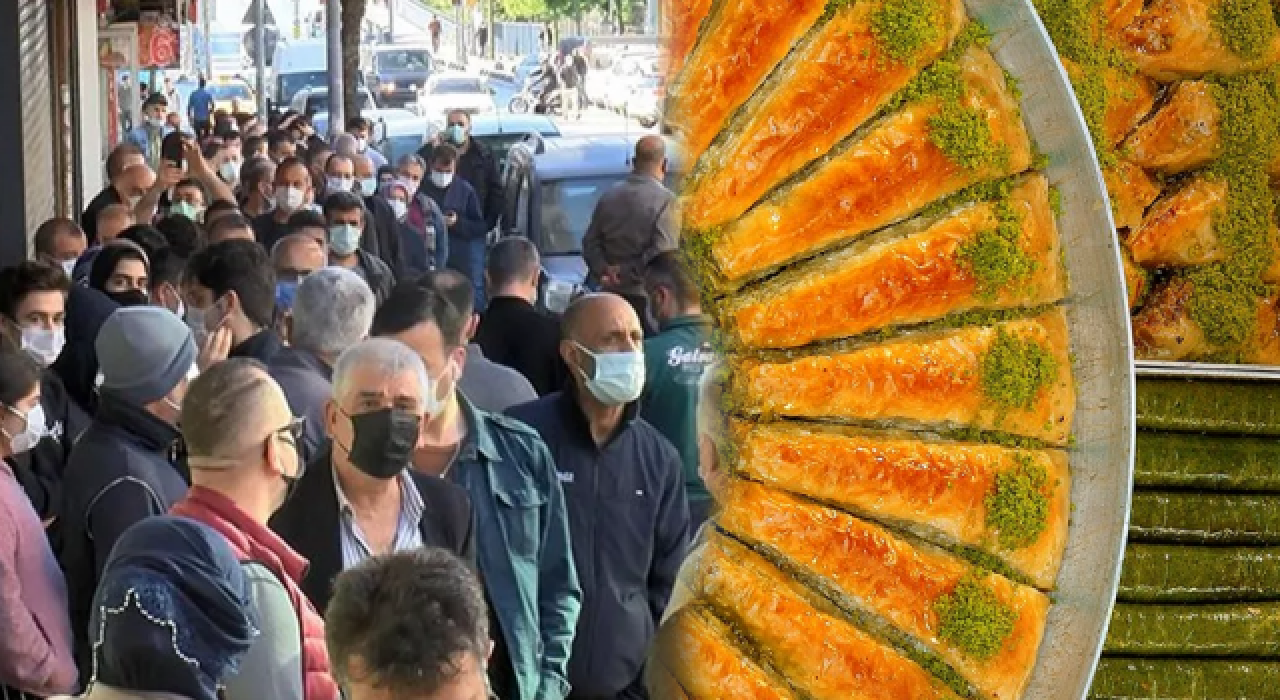 Baklavacı önünde metrelerce uzunlukta sabah kuyruğu: "Herkes açılmadan sıraya giriyor"