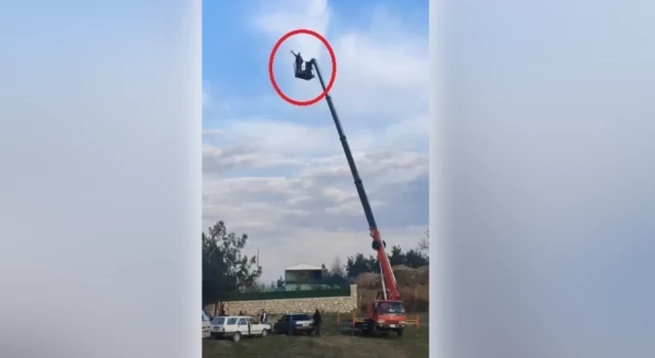 Alkollü şekilde vince çıktı, etrafa ateş etti: 'Alkış yok mu?'