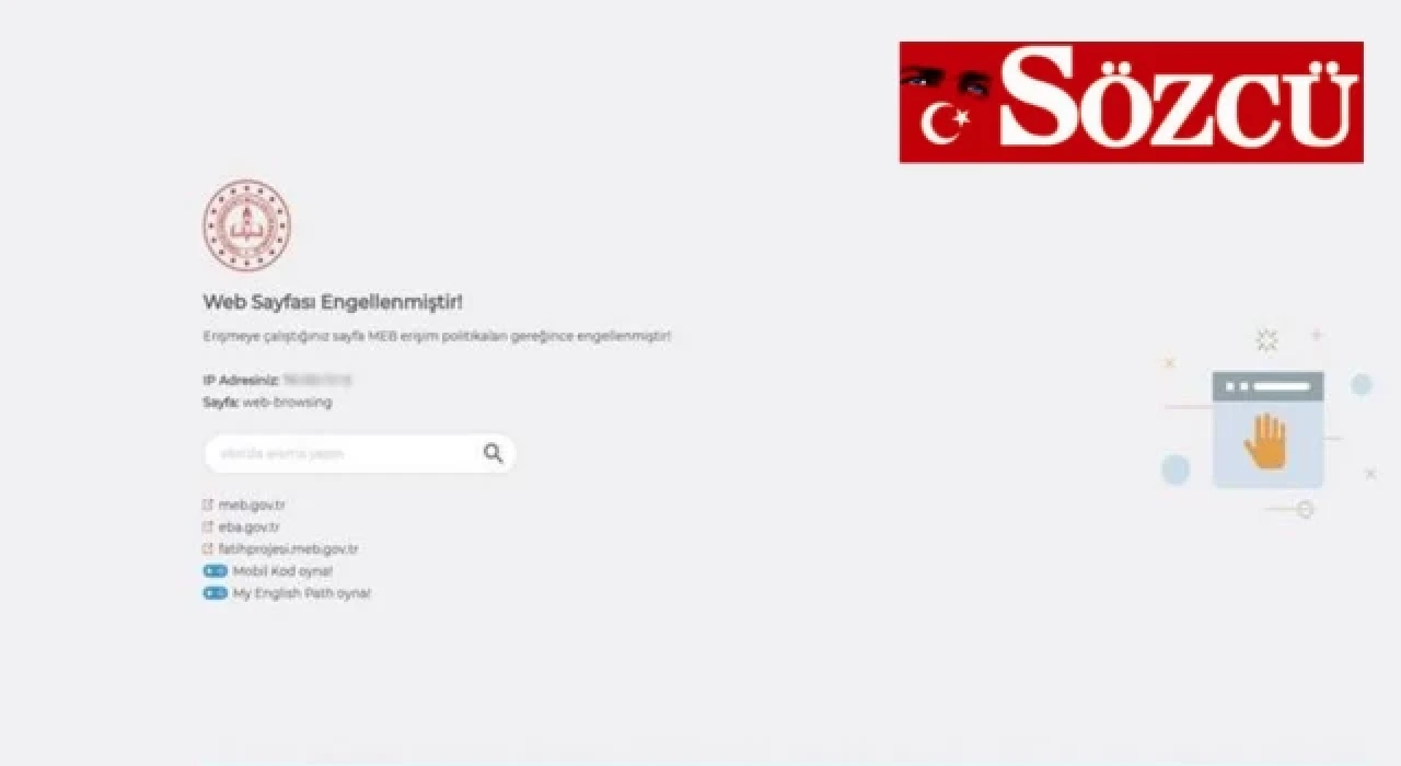 Milli Eğitim Bakanlığı, Sözcü'nün internet sitesine erişim engeli getirdi