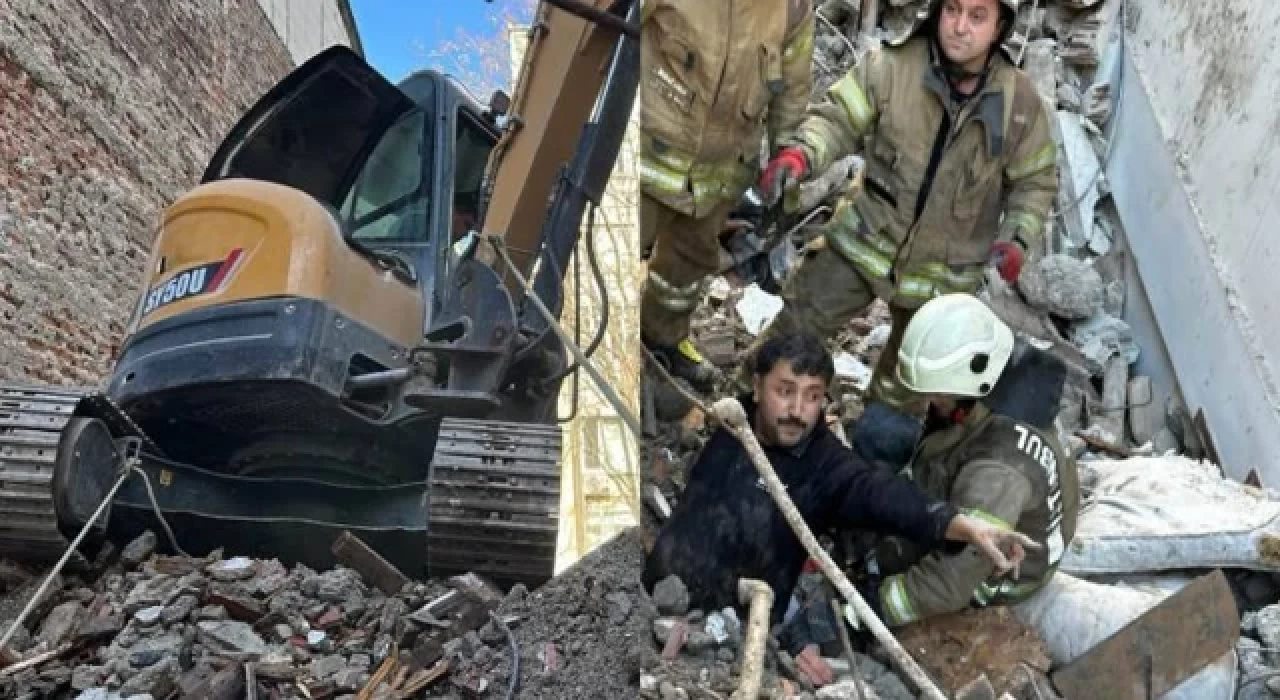 Kadıköy'de bina çöktü: Bir işçi enkaz altında kaldı