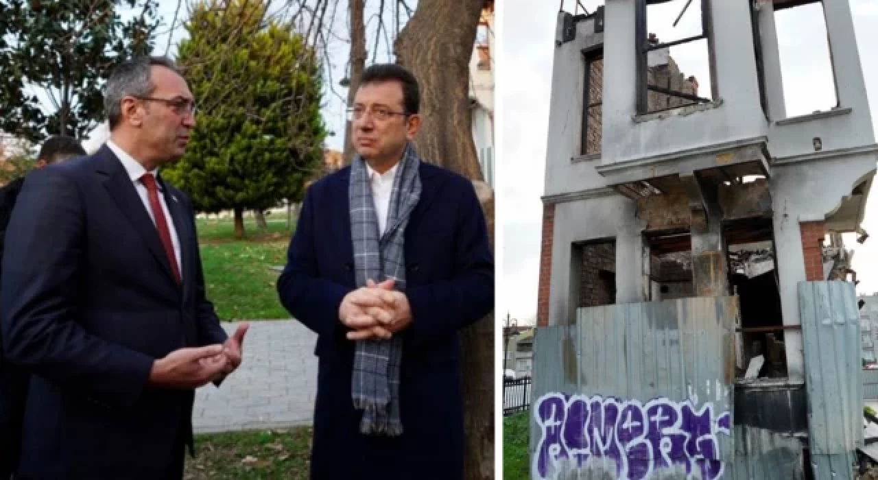 İmamoğlu TÜGVA'ya devredilen yıkılmış binayı inceledi: 'Şu pejmürde hale bak!'