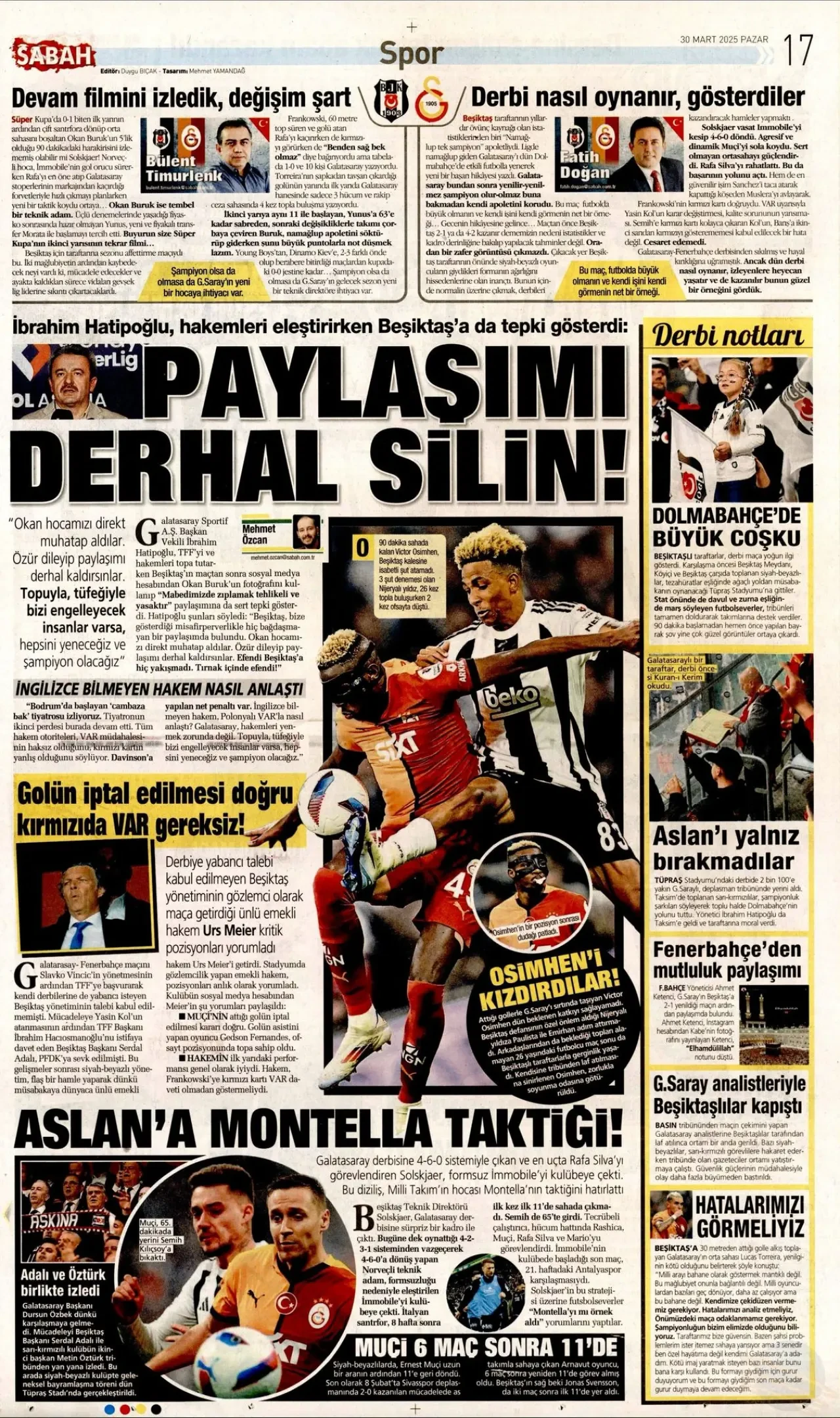Beşiktaş’ın derbi zaferi gazetelere nasıl yansıdı? 10