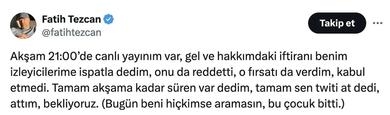 Fatih Tezcan ile Furkan Bölükbaşı birbirine girdi: İspatlamazsa o... çocuğudur 7