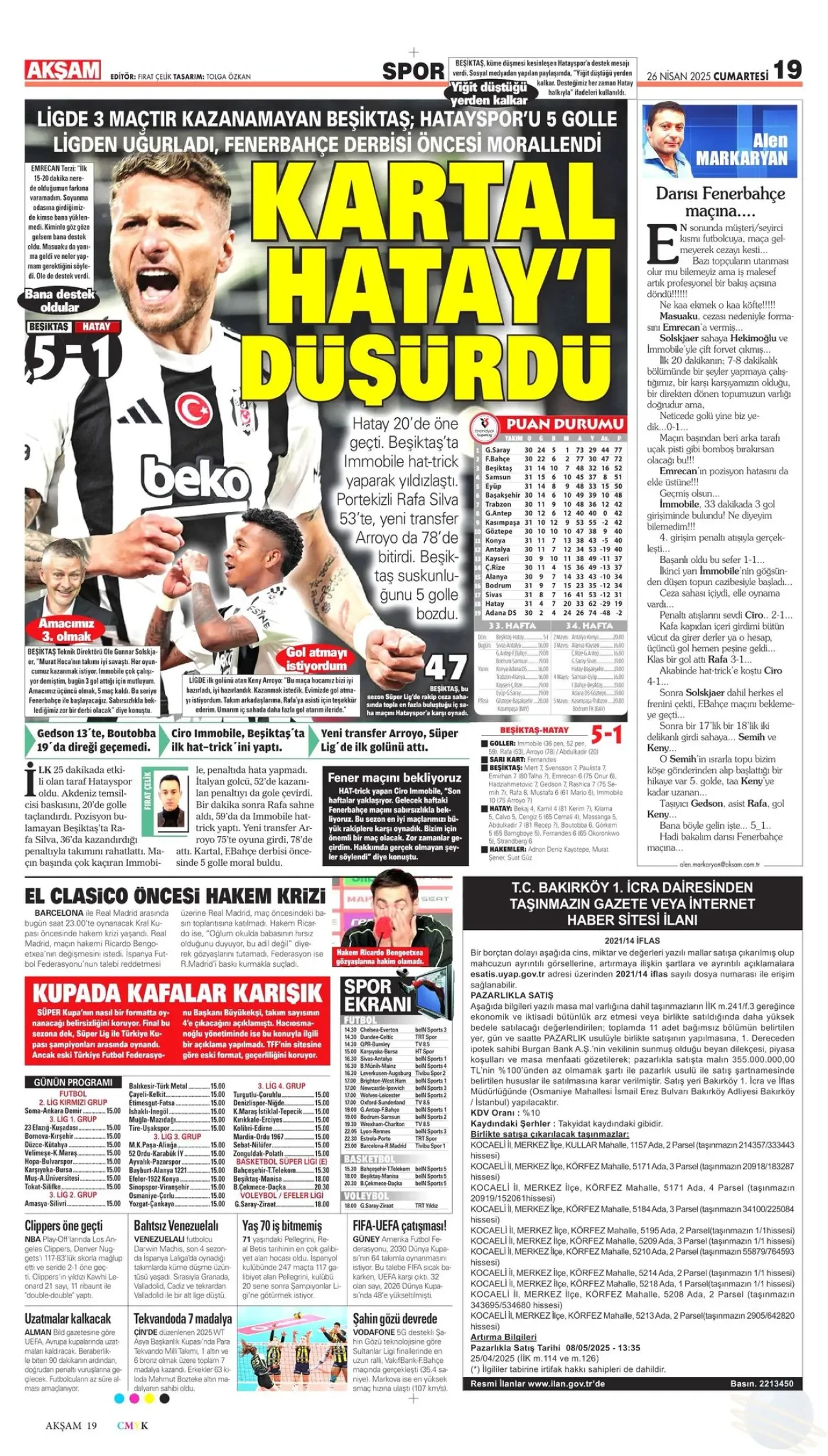 Beşiktaş'ın 5-1'lik galibiyetinin basına yansımaları: Şov gecesi 3