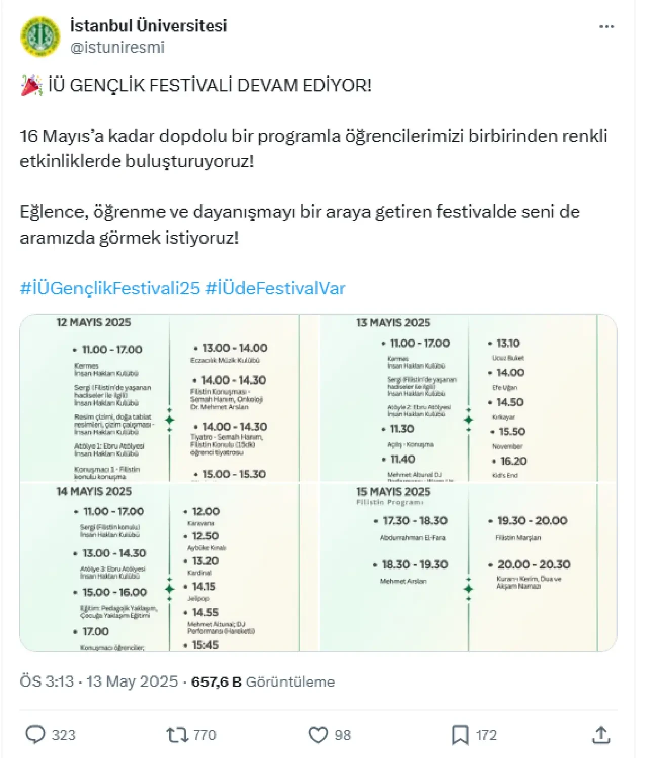İstanbul Üniversitesi Gençlik Festivali mi, Filistin Festivali mi? 1