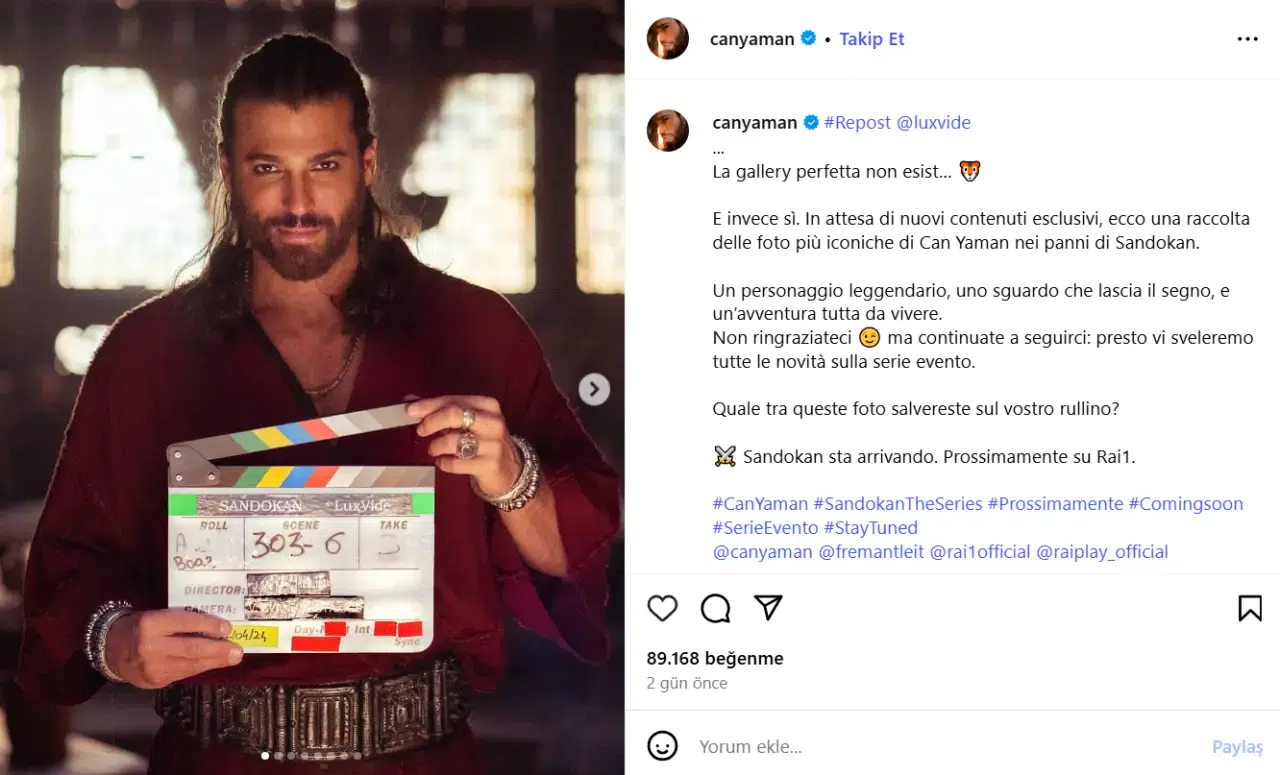 Can Yaman’dan yeni dizisi Sandokan’la ilgili hayranlarını sevindirecek paylaşım: Çok yakında… 4