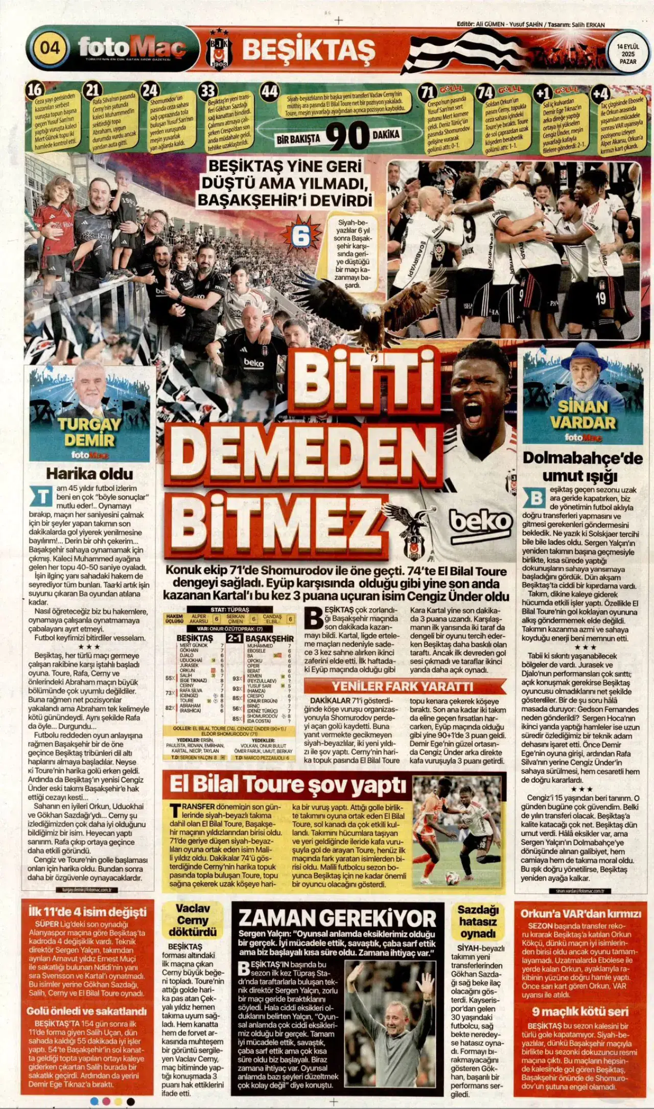 Beşiktaş’ın Başakşehir galibiyetinin manşetlerde yansıması 5