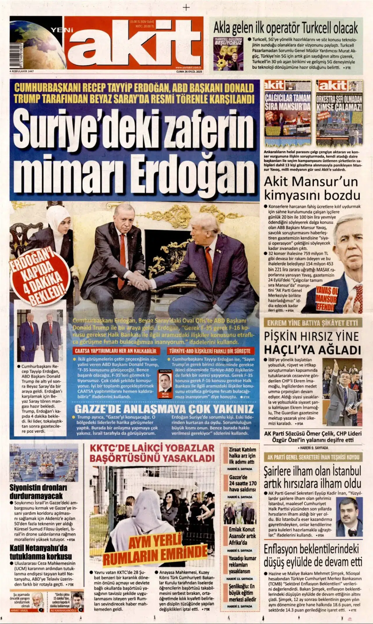 Erdoğan - Trump görüşmesi gazete manşetlerinde nasıl yer aldı? 5