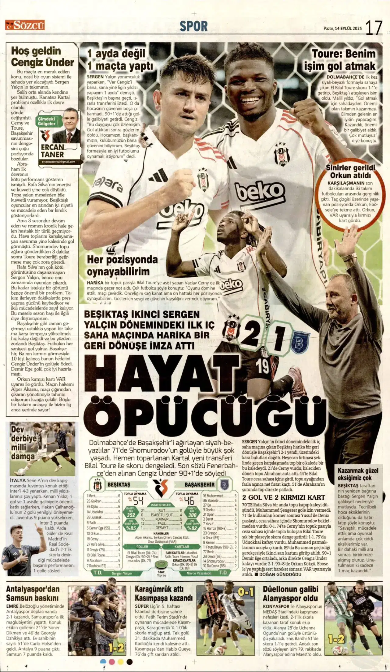 Beşiktaş’ın Başakşehir galibiyetinin manşetlerde yansıması 12