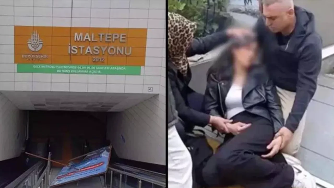 Metroda korku dolu anlar: Yürüyen merdivende üzerine reklam panosu düştü