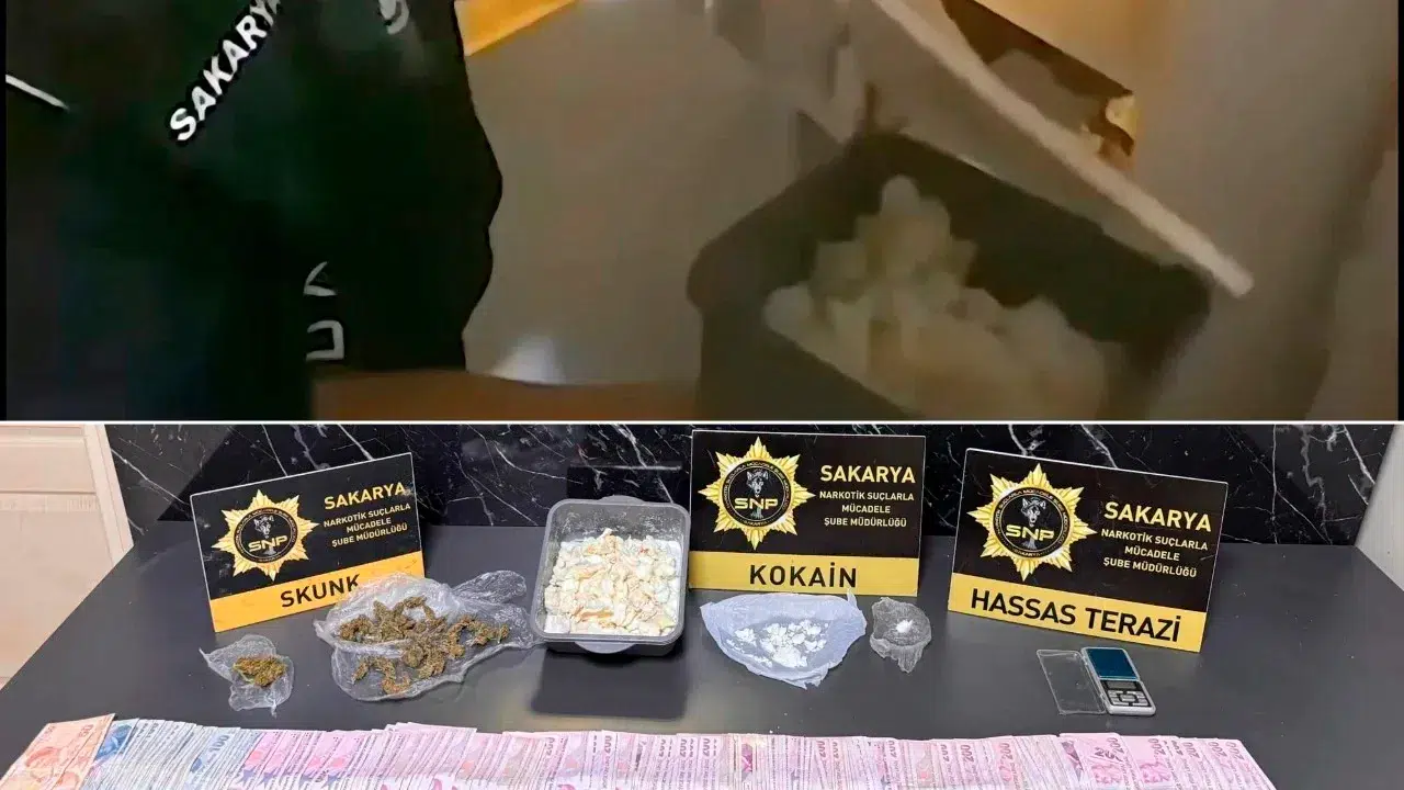 Sakarya'da takibe alınan kişinin kombi dolabından 1 kilo kokain çıktı