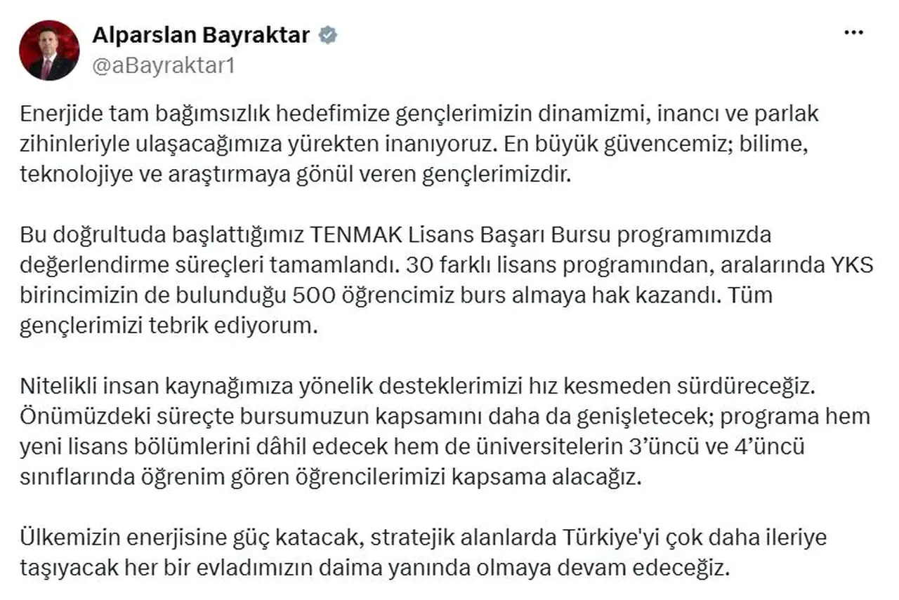 TENMAK'ın burs programında kazananlar belli oldu: YKS birincisi de listede