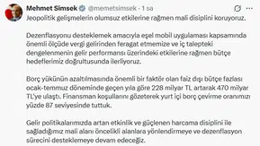 Şimşek: Dezenflasyon sürecine destek sürecek