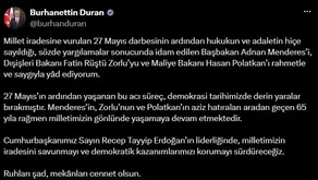 27 Mayıs'ın karanlık mirası: İletişim Başkanı Duran'dan demokrasi şehitlerine anma