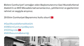 Milli Savunma Bakanlığı'ndan Cumhuriyet'in 103. yılına özel görsel şölen