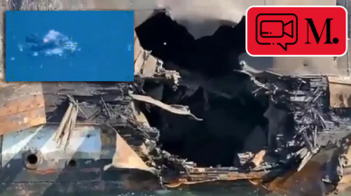 "Atmaca"nın vurduğu geminin görüntüsü paylaşıldı