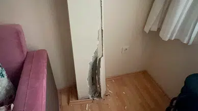 Kocaeli'nde kolonlarında çatlak tespit edilen bina boşaltılarak mühürlendi