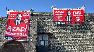 Diyarbakır surlarında 'İmamoğlu' pankartı açan kişiler gözaltına alındı