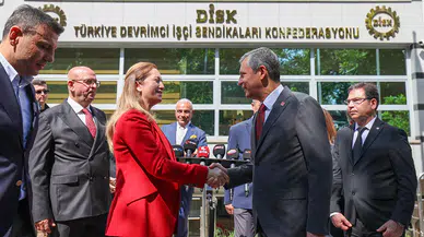 DİSK ve TİSK'i ziyaret eden Özgür Özel: "Asgari ücrete ara zam için mücadeleyi büyütmeliyiz"