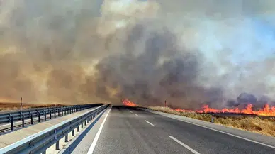 Edirne'de anız yangını kontrol altına alındı: D-100 yolu Edirne - Havsa arası trafiğe açıldı