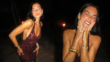 Dua Lipa'dan 30. yaş günü için gökkuşağı ojeli tırnaklar