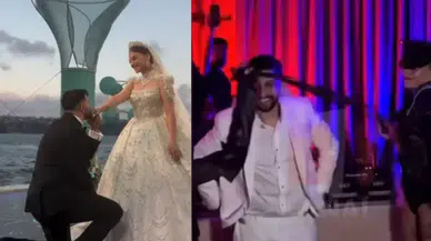 Burak Bulut ve Eda Sakız’ın düğününde kırbaç şovu geceye damga vurdu