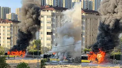 Ümraniye’de İETT otobüsü alev aldı