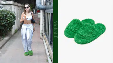 Serenay Sarıkaya’nın yaklaşık 37 bin TL’lik yeşil tüylü terlikleri bakın hangi markanın çıktı?