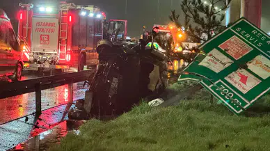 Kuzey Marmara Otoyolu'nda feci kaza: Panelvan minibüs köprü ayağına çarptı