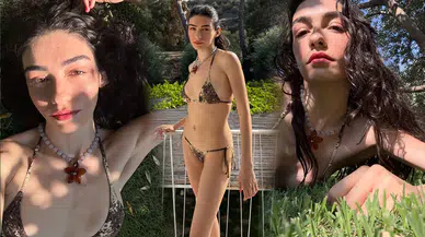 Hazar Ergüçlü'nün leopar desenli bikini pozlarına beğeni yağdı
