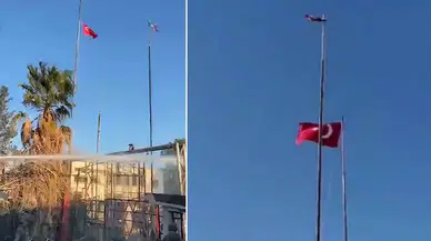 Nusaybin sınırında Türk bayrağı yeniden göndere çekildi