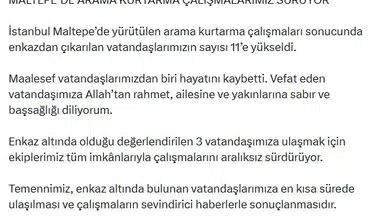 Maltepe'deki yıkımda acı bilanço: Kurtarılanların sayısı 11'e ulaştı