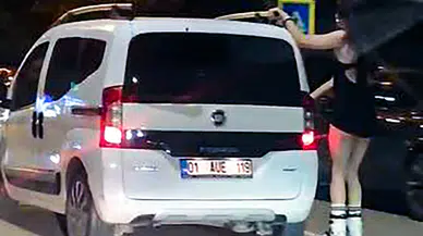 Adana trafiğinde yürekleri ağza getiren patenli yolculuk