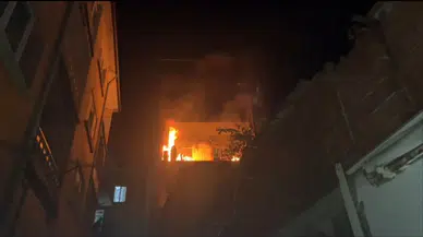 Mudanya'da gece vakti korkutan balkon yangını