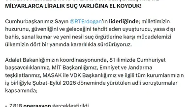 Adalet Bakanlığı'ndan suç örgütlerine dev operasyon: 32 binden fazla tutuklama