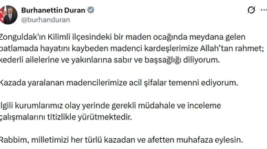 Zonguldak'taki maden faciası sonrası İletişim Başkanı Duran'dan taziye mesajı