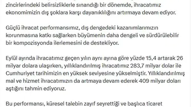 Cevdet Yılmaz'dan ihracat mesajı: Cumhuriyet tarihinin zirvesine ulaşıldı