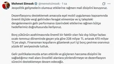 Şimşek: Dezenflasyon sürecine destek sürecek