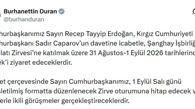 Erdoğan, Şanghay Zirvesi için Bişkek’e gidiyor