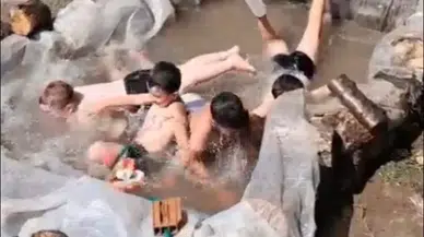 Amasya'da Çocukların Kendi Yaptıkları Havuz Keyfi