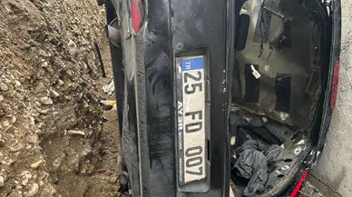 Erzurum'da feci kaza: Yol çalışması yapılan şarampole uçan araçta can pazarı