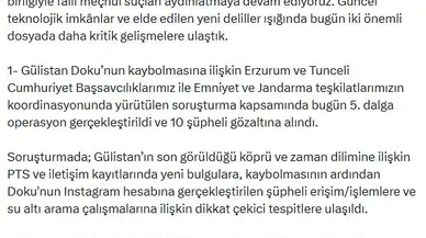 Erzurum ve Tunceli'de 5'inci dalga operasyon: Gülistan Doku soruşturmasında 10 yeni gözaltı