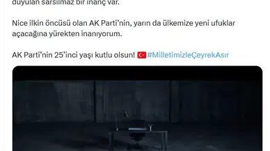 Emine Erdoğan’dan AK Parti’nin 25’inci yılına kutlama
