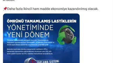 Atık lastik toplama yetkisi işleme tesislerine genişletildi