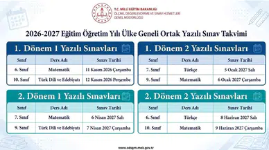 MEB'den 2026-2027 sınav takvimi: Ortak yazılı sınavlar için geri sayım başladı