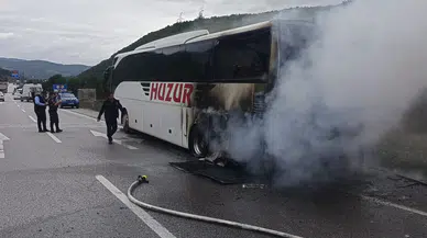 Samsun yolunda korku dolu anlar: Yolcu otobüsü küle döndü