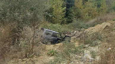 İnegöl'de yaşlı çiftin otomobili şarampole yuvarlandı